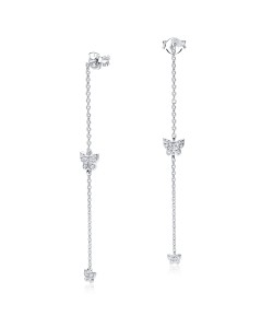 Gorgeous CZ with Butterfly Shaped Silver Earring STC-2161